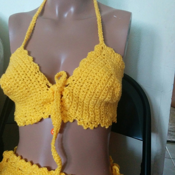 Yellow crochet bikini set, handmade, ready to ship - Picture 6 of 10